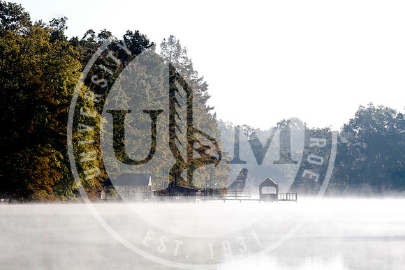ULM Library, Alumni Center and Bayou in the Morning